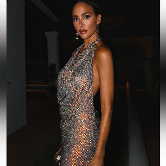 ZARA LIMITED EDITION BEADED SEQUIN HALTER DRESS - Picture 4 of 5